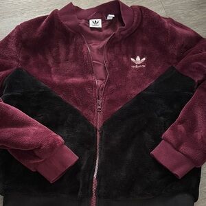 Adidas Burgundy and Black Fleece Jacket